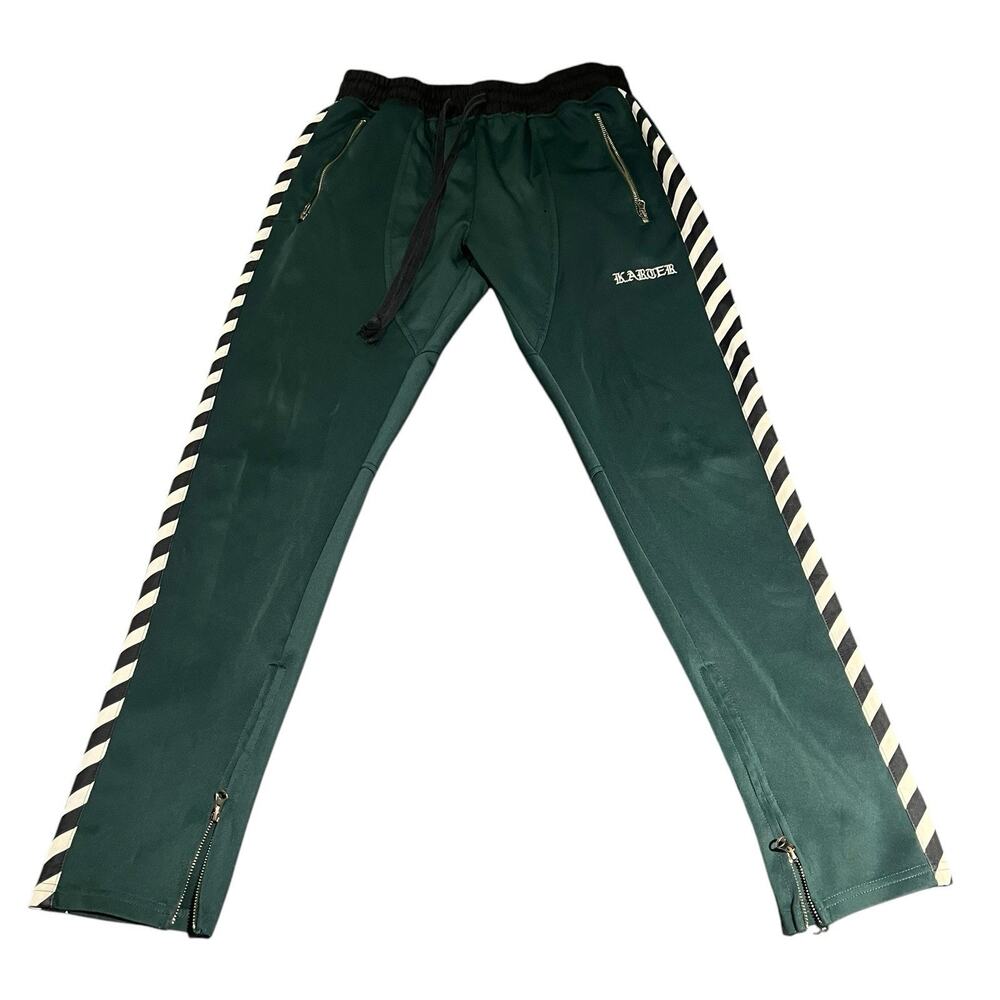 Karter Collection Men's XL Track Pants Black & White Checkered Stripes